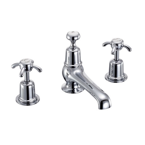Burlington Anglesey 3 Tap Hole Thermostatic Basin Mixer with Pop Up Waste