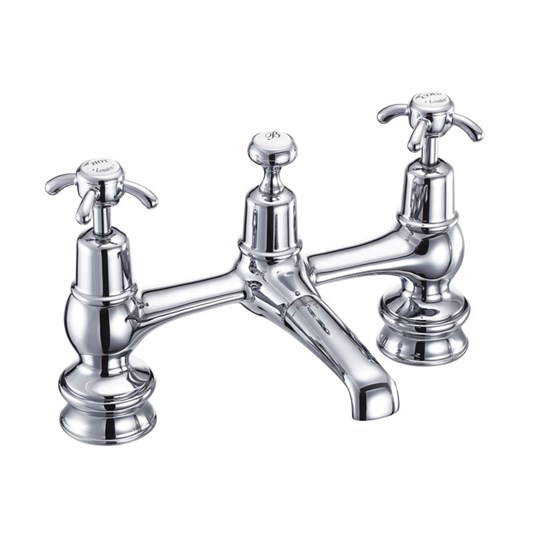 Burlington Anglesey Basin Bridge Mixer Tap with Swivel Spout and Waste
