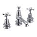 Burlington Claremont Tall 3 Tap Hole Basin Mixer with Pop Up Waste