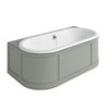 Burlington London Back to Wall Bath with Curved Surround, Overflow and Waste - Dark Olive