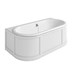 Burlington London Back to Wall Bath with Curved Surround, Overflow and Waste - Matt White