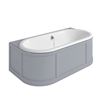 Burlington London Back to Wall Bath with Curved Surround, Overflow and Waste - 1800 x 950mm