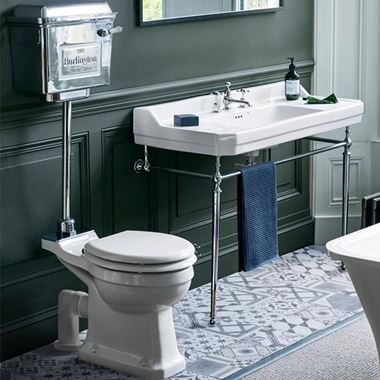 Burlington Medium Level Toilet with Chrome Cistern & Soft Close Seat - 710mm Projection