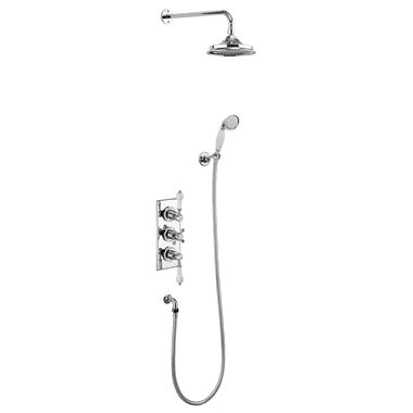 Burlington Trent Concealed Thermostatic Shower Kit with Airburst Shower Head and Ceramic Handle Handset