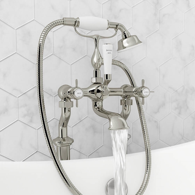 Butler & Rose Caledonia Pinch Deck Mounted Bath Shower Mixer With Kit
