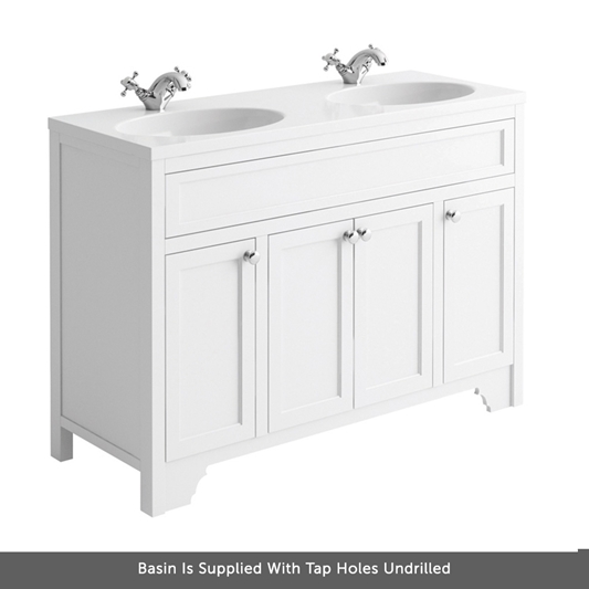 Butler Rose Beatrice 1200mm, Double White Vanity Unit
