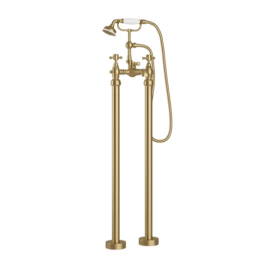 Butler & Rose Beatrice Brushed Brass Freestanding Bath Shower Mixer & Kit