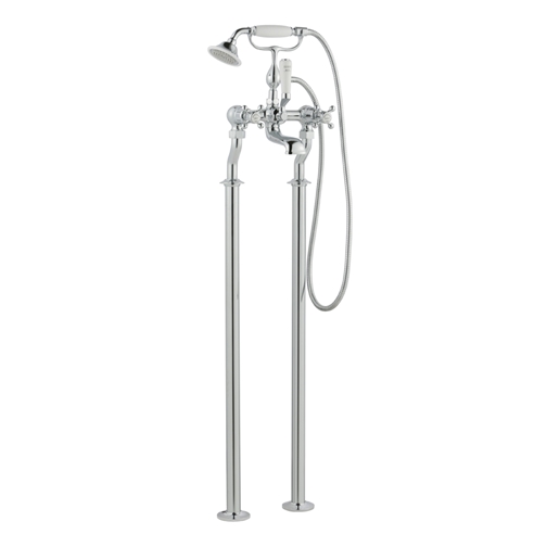 Butler & Rose Caledonia Cross Floor Standing Bath And Shower Mixer Tap With Shower Kit
