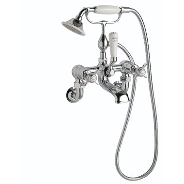 Butler & Rose Caledonia Pinch Wall Mounted Bath Shower Mixer With Kit - Nickel