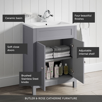Butler & Rose Catherine 600mm Vanity Floorstanding Vanity Unit & Basin