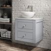 Crosswater Canvass 485mm Wall Mounted Vanity Unit with Carrara Marble Effect Worktop & Optional Legs