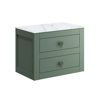 Crosswater Canvass 600mm Wall Mounted Vanity Unit with Carrara Marble Effect Worktop & Optional Legs