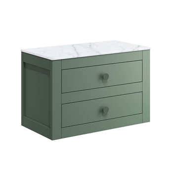 Crosswater Canvass 700mm Wall Mounted Vanity Unit with Carrara Marble Effect Worktop & Optional Legs