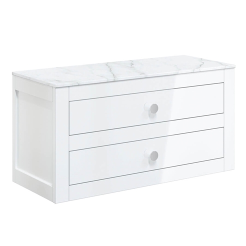 Crosswater Canvass 900mm Wall Mounted Vanity Unit with Carrara Marble Effect Worktop & Optional Legs