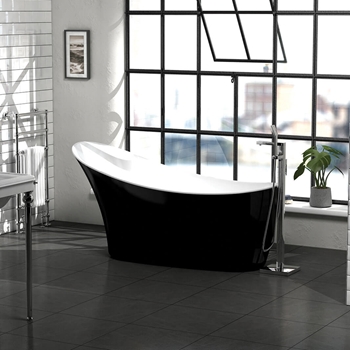 Charlotte Edwards Portobello Gloss Black Freestanding Bath - 1720 x 730mm
