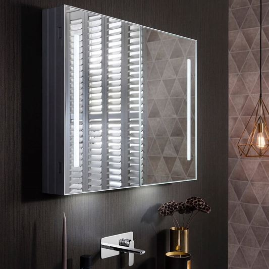 Crosswater Allure Double Door Bathroom, Mirrored Bathroom Cabinet 900 Wide