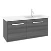 Crosswater Arena 1100mm Double Drawer Wall Mounted Vanity Unit & Right Hand Basin - Steelwood - No Tap Hole