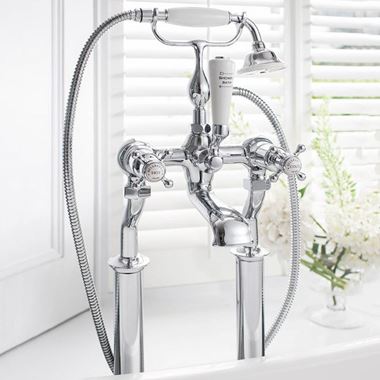 Crosswater Belgravia Crosshead Floorstanding Bath Shower Mixer with Shower Kit - Chrome