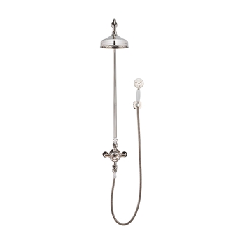 Crosswater Belgravia Nickel Exposed Thermostatic Shower Valve with Fixed Shower Head and Shower Handset - 8" Head