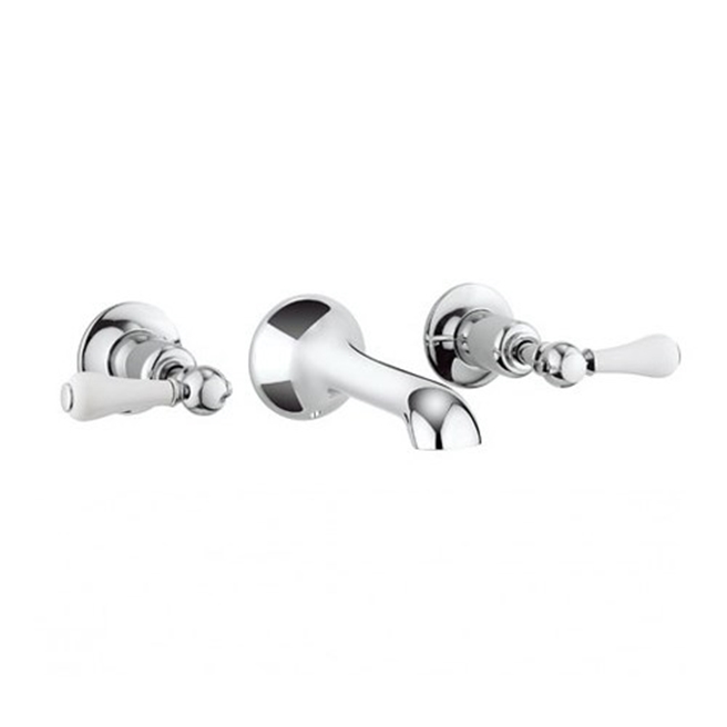 Crosswater Belgravia Lever Wall Mounted 3 Hole Basin Mixer Tap