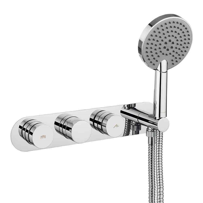 Crosswater Dial Central Concealed Thermostatic 2 Outlet Shower Valve with 3 Mode Shower Handset