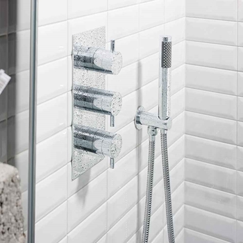 Crosswater Designer Shower Handset with Wall Outlet and Hose - Chrome