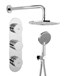 Crosswater Dial Central Concealed Thermostatic 2 Outlet Shower Valve with Fixed Head and 3 Mode Shower Handset