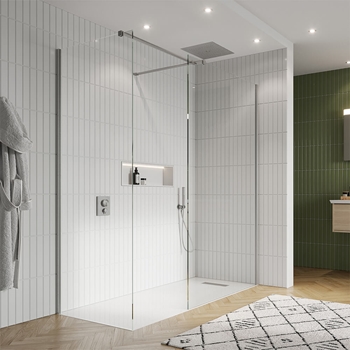 Crosswater Gallery 10 Walk In Shower Enclosure 10mm Panels with Multiple Configurations - Brushed Stainless Steel