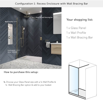Crosswater Gallery 8 Walk In Shower Enclosure 8mm Panels with Multiple Configurations - Brushed Brass