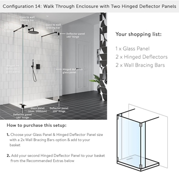 Crosswater Gallery 10 Walk In Shower Enclosure 10mm Panels with Multiple Configurations - Matt Black