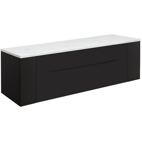 Crosswater Glide II 1400mm Wall Mounted Drawer Unit with Double Link Unit & Carrara Marble Effect Worktop