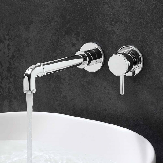 Crosswater Mpro Industrial 2 Hole Wall Mounted Basin Mixer Tap Chrome Drench - 2 Hole Bathroom Sink Taps