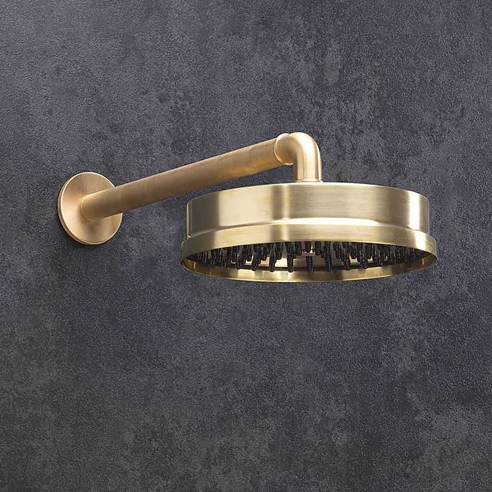 Crosswater MPRO Industrial 8 Inch Easy Clean Shower Head - Unlacquered Brushed Brass