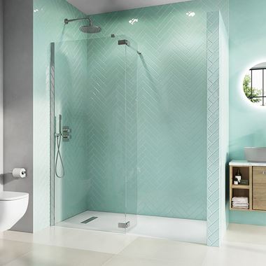Crosswater Infinity 8mm Easy Clean 2m Tall Walk-In Shower Panel with Deflector Panel - 1235mm