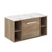 Crosswater Infinity Single Wall Mounted Windsor Oak Drawer Unit and Double Base Unit with Carrara Marble Worktop - 900mm - Brushed Brass Handle