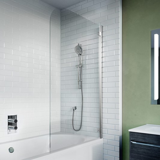 Crosswater Kai 6 6mm Easy Clean Single Hinged Bath Screen - 1380 x 875mm