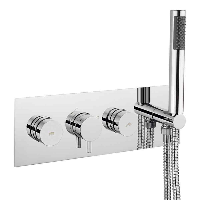 Crosswater Dial Kai Lever Concealed Thermostatic 2 Outlet Shower Valve with Slimline Shower Handset