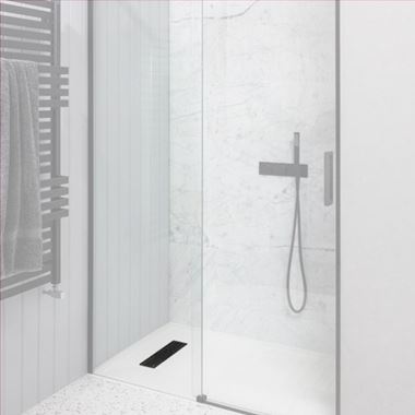 Crosswater Vito 25mm Dolomite Stone Resin Rectangular Shower Tray with  Linear Waste Position