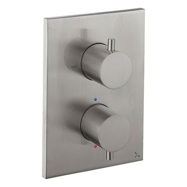 Crosswater MPRO Thermostatic 2 Outlet Bath Shower Valve - Crossbox Technology - Stainless Steel Effect
