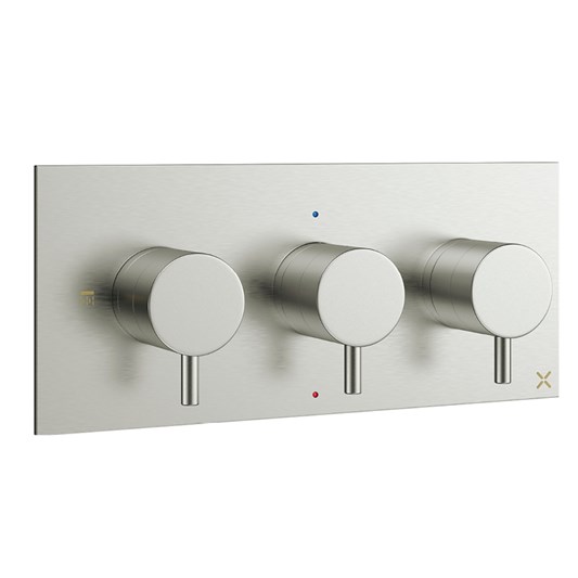 Crosswater MPRO 2 Outlet Concealed Thermostatic Shower Valve - Brushed Stainless Steel (3 Handles)