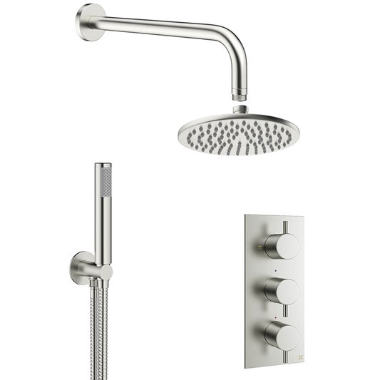 Crosswater MPRO 2 Outlet 3 Handle Shower Bundle - Brushed Stainless Steel Effect