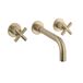 Crosswater MPRO 3 Hole Wall Mounted Basin Mixer Tap with Crosshead Handles - Brushed Brass