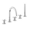 Crosswater MPRO 5 Hole Bath Mixer Tap & Shower Handset with Crosshead Handles - Polished Chrome