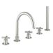 Crosswater MPRO 5 Hole Bath Mixer Tap & Shower Handset with Crosshead Handles - Brushed Stainless Steel Effect