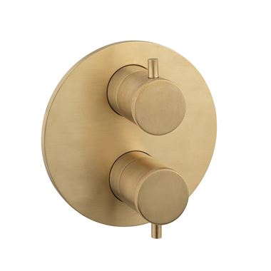 Crosswater MPRO Industrial Thermostatic 1 Outlet Shower Valve - Crossbox Technology - Unlacquered Brushed Brass