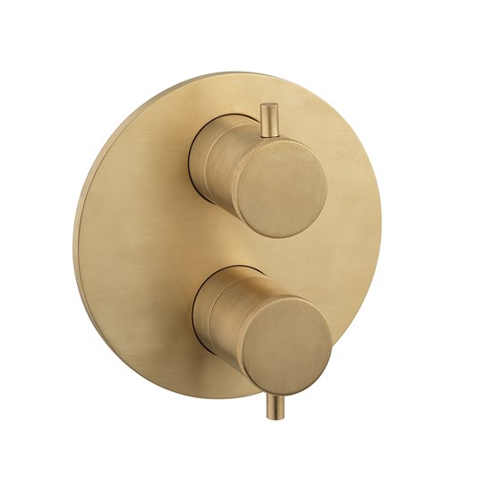 Crosswater MPRO Industrial Thermostatic 3 Outlet Shower Valve - Crossbox Technology - Unlacquered Brushed Brass