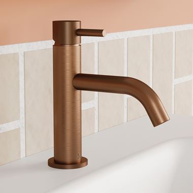 Crosswater MPRO Mono Basin Mixer with Knurled Detailing - Brushed Bronze
