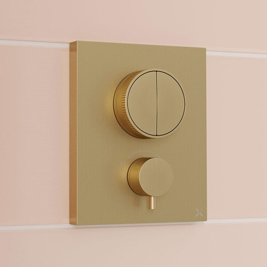 Crosswater MPRO Push 2 Outlet Concealed Valve with Crossbox Technology - Brushed Brass