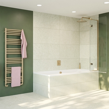 Crosswater Optix 10 Hinged Bath Screen with Inline Panel - Brushed Brass - 1500 x 900mm