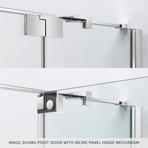 Crosswater Optix 10 Pivot Shower Door with Inline Panel and Optional Side Panel - Polished Stainless Steel